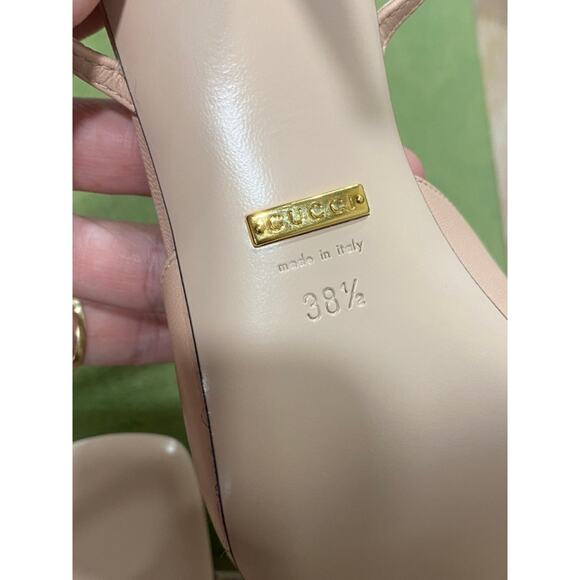 Gucci Blondie Leather Light Pink Sandal 85mm 38.5 Gold Interlocking G - Picture 8 of 8
